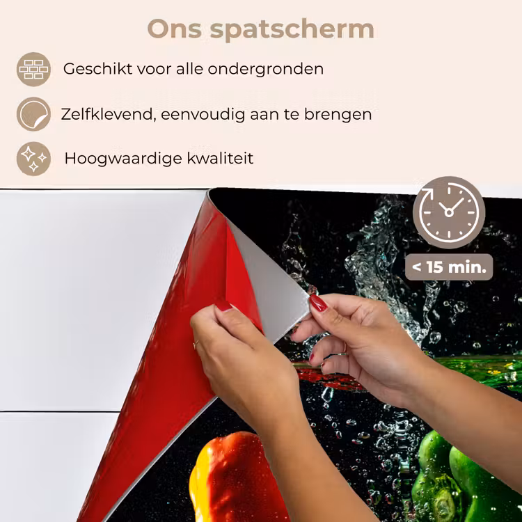 Spatscherm keuken - Paprika - Groente - Water - Zwart - Rood - Groen - Geel — 4