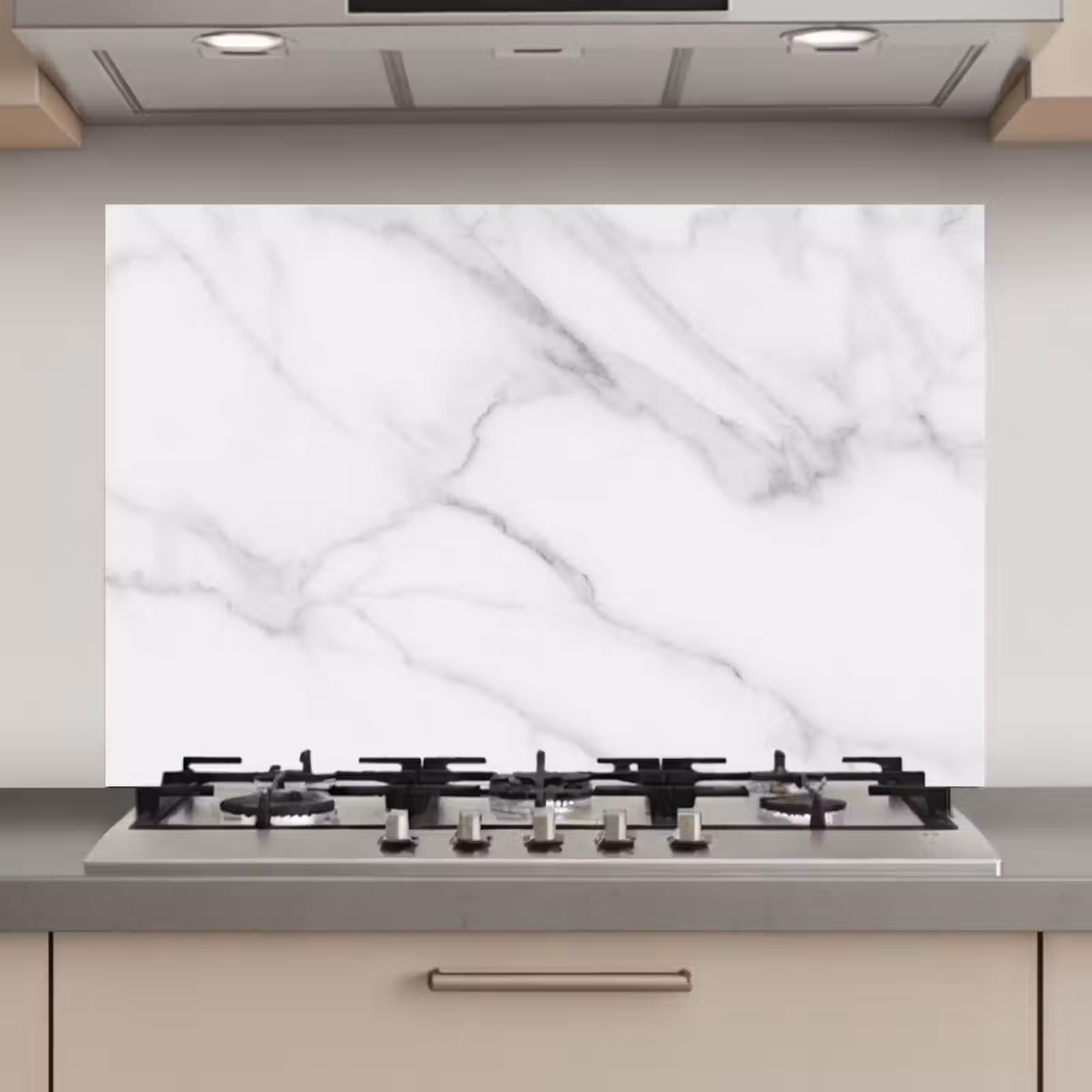 Spatscherm keuken - Marmer - Structuur - Wit - Grijs - Steen - Marmerlook — 1