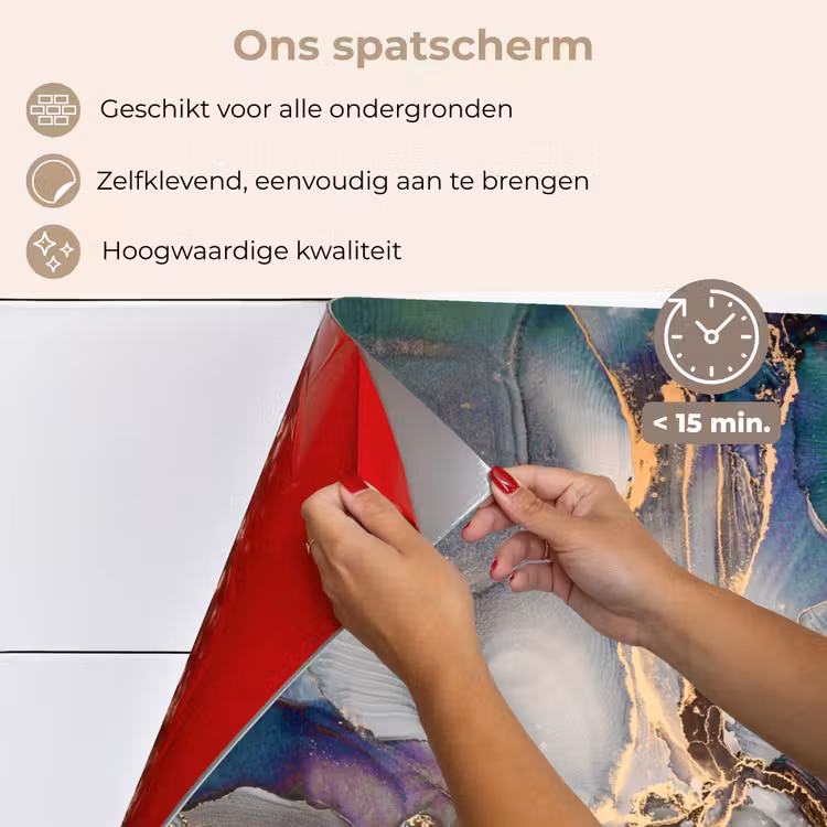 Spatscherm keuken - Goud - Blauw - Marmer — 4