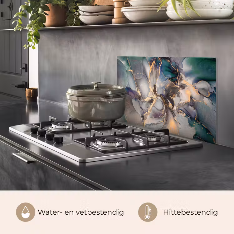 Spatscherm keuken - Goud - Blauw - Marmer — 7