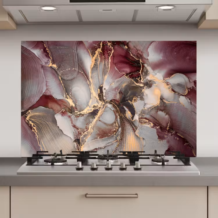 Spatscherm keuken - Goud - Marmer - Paars — 1
