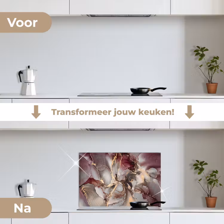 Spatscherm keuken - Goud - Marmer - Paars — 3