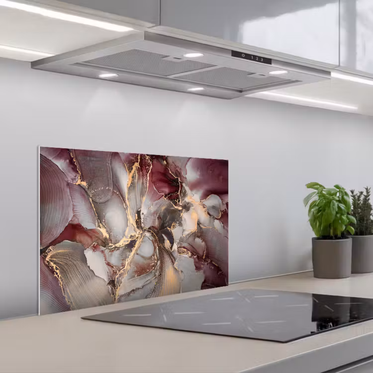 Spatscherm keuken - Goud - Marmer - Paars — 5