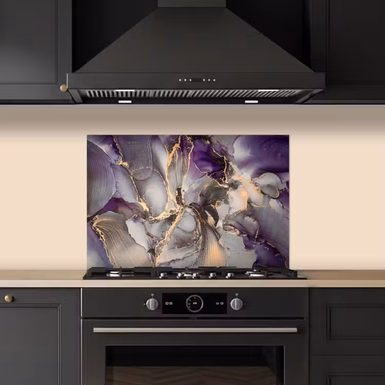 Spatscherm keuken - Goud - Paars - Marmer — 2