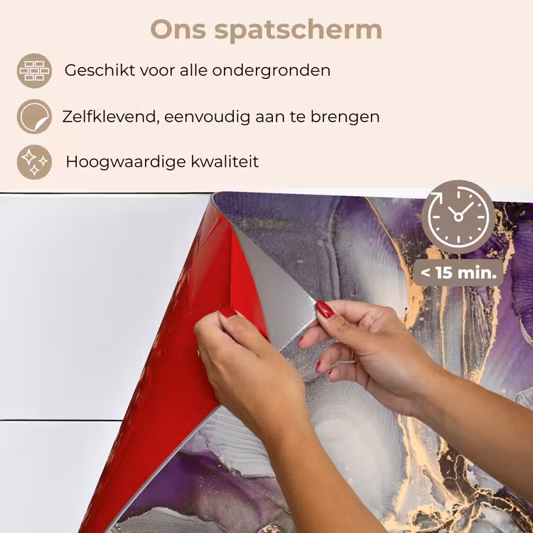 Spatscherm keuken - Goud - Paars - Marmer — 4