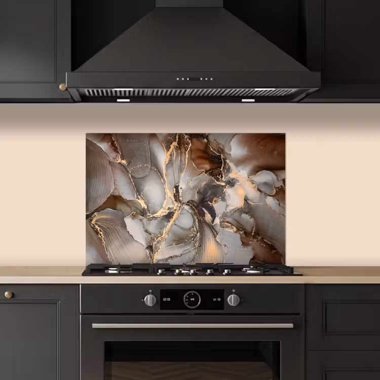 Spatscherm keuken - Grijs - Goud - Marmer - Marmerlook — 2