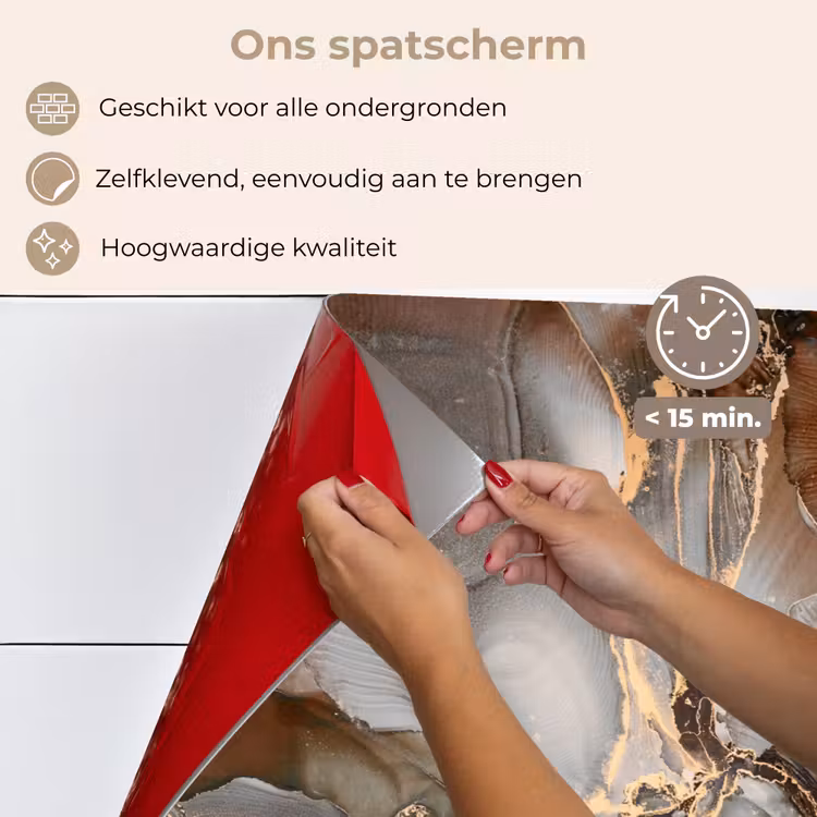 Spatscherm keuken - Grijs - Goud - Marmer - Marmerlook — 4
