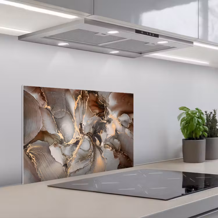 Spatscherm keuken - Grijs - Goud - Marmer - Marmerlook — 5