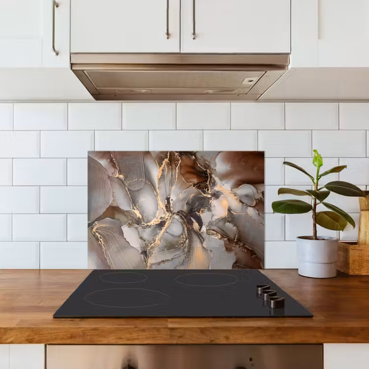 Spatscherm keuken - Grijs - Goud - Marmer - Marmerlook — 6
