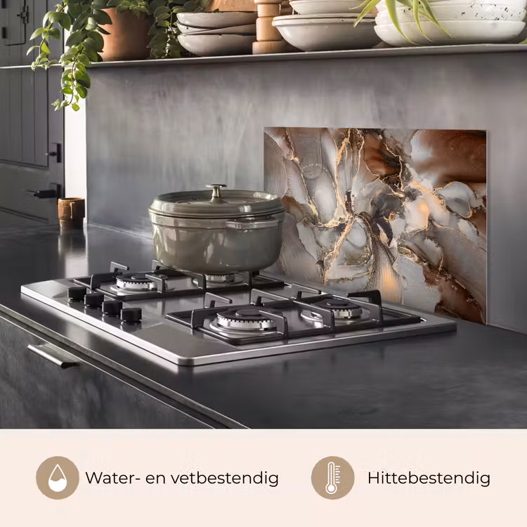 Spatscherm keuken - Grijs - Goud - Marmer - Marmerlook — 7
