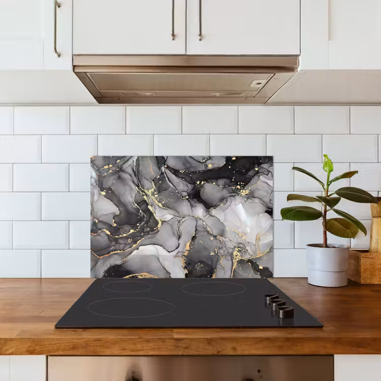 Spatscherm keuken - Grijs - Luxe - Goud - Marmer — 6