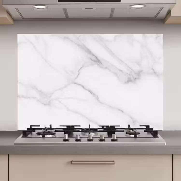 Spatscherm keuken - Marmer - Structuur - Wit - Grijs - Steen - Marmerlook — 1