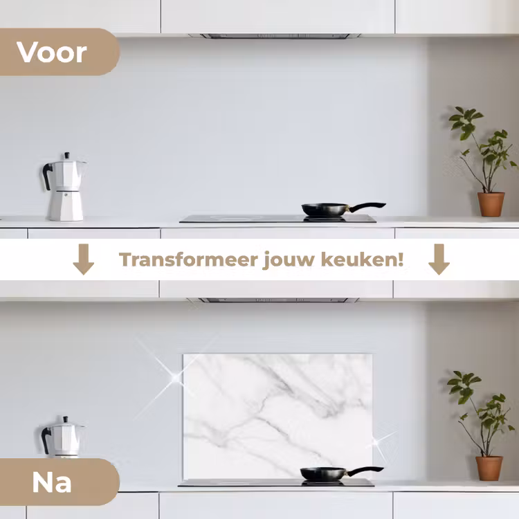 Spatscherm keuken - Marmer - Structuur - Wit - Grijs - Steen - Marmerlook — 3