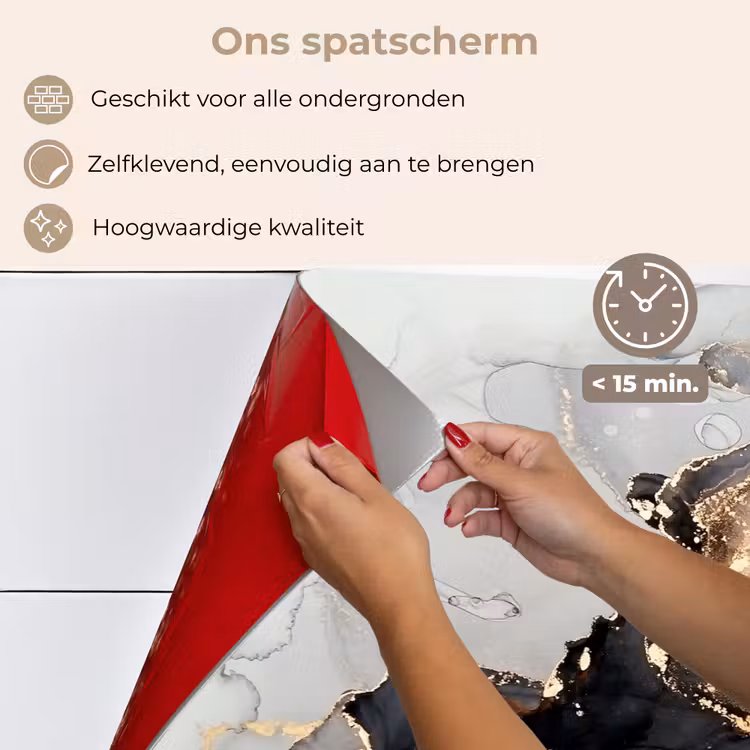 Spatscherm keuken - Zwart - Marmer - Luxe - Goud — 4