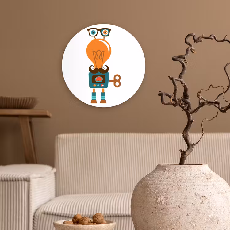 Muurcirkel - Robot - Bril - Gloeilamp - Snor - Kinderen - Jongens — 2