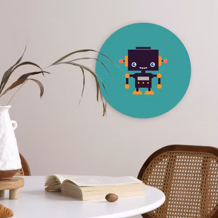 Muurcirkel - Robot - Gezicht - Antenne - Blauw - Jongens — 4