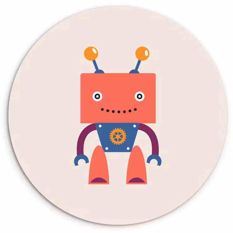 Muurcirkel - Robot - Tandwiel - Gezicht - Antenne - Kids - Jongetjes — 1