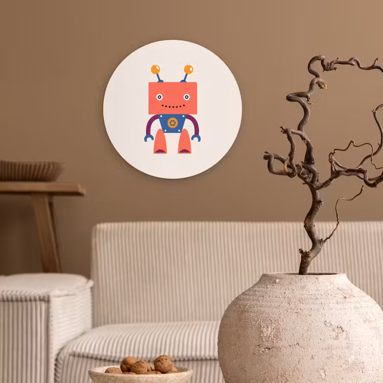 Muurcirkel - Robot - Tandwiel - Gezicht - Antenne - Kids - Jongetjes — 2