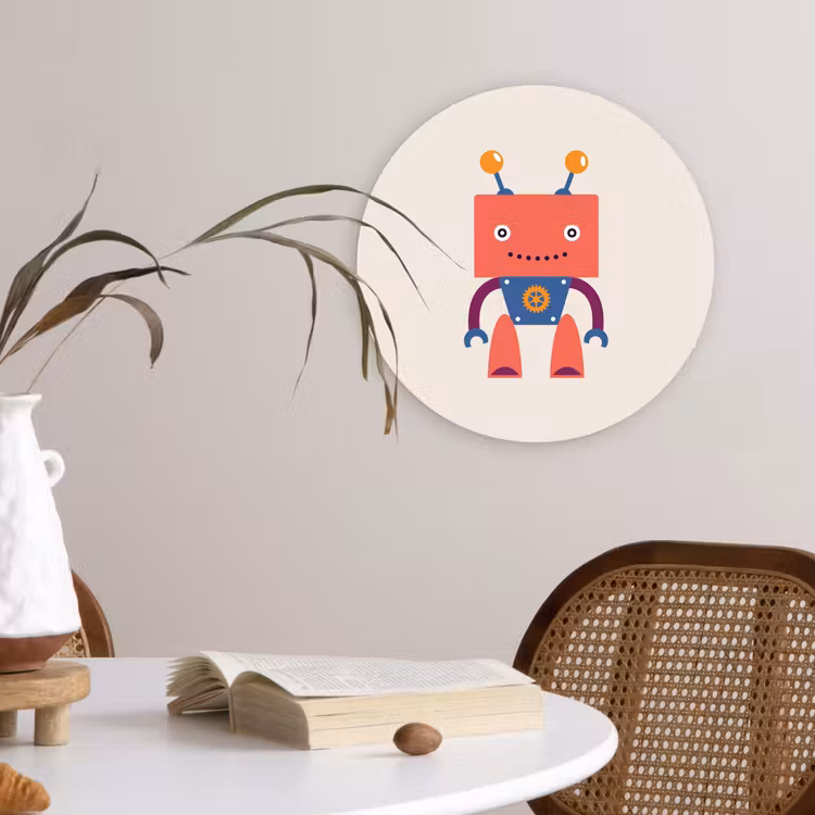 Muurcirkel - Robot - Tandwiel - Gezicht - Antenne - Kids - Jongetjes — 4