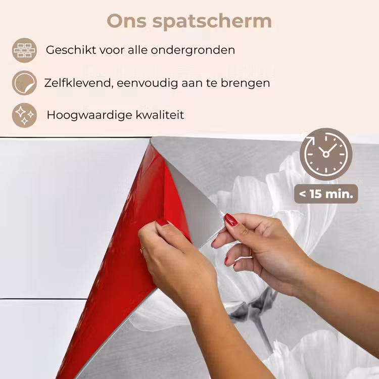 Spatscherm keuken - Stilleven - Bloemen - Zwart wit - Klaproos - Botanisch — 4