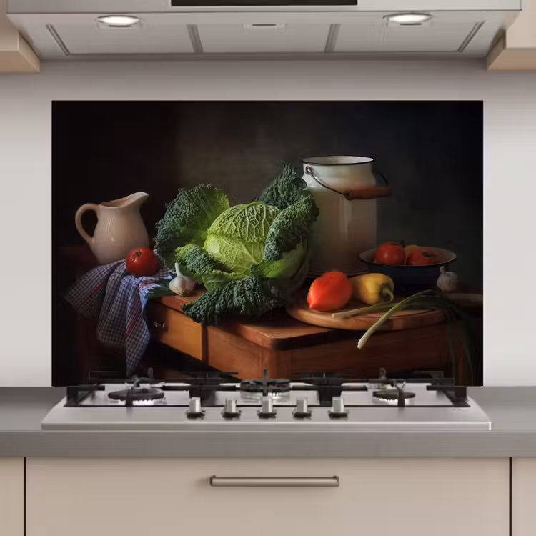 Spatscherm keuken - Stilleven - Groente - Kleuren — 1
