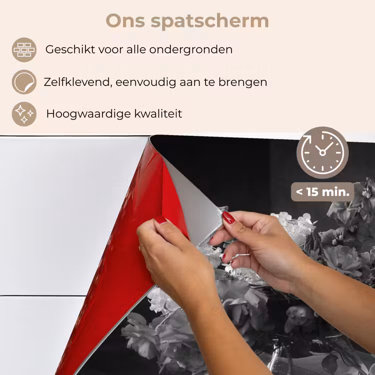 Spatscherm keuken - Stilleven - Kersen - Zwart - Wit — 4