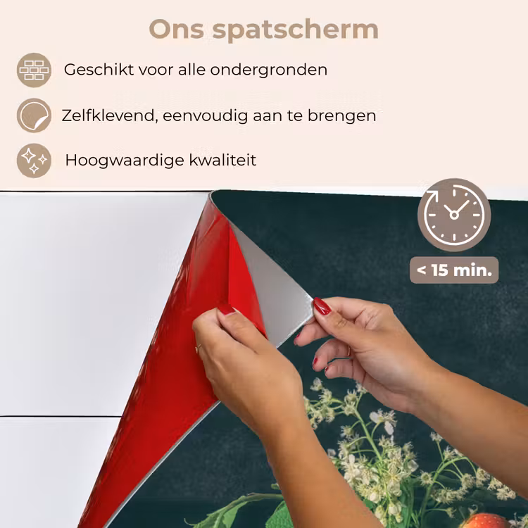 Spatscherm keuken - Aardbeien - Schilderij - Stilleven - Bloemen - Ei - Bord — 4