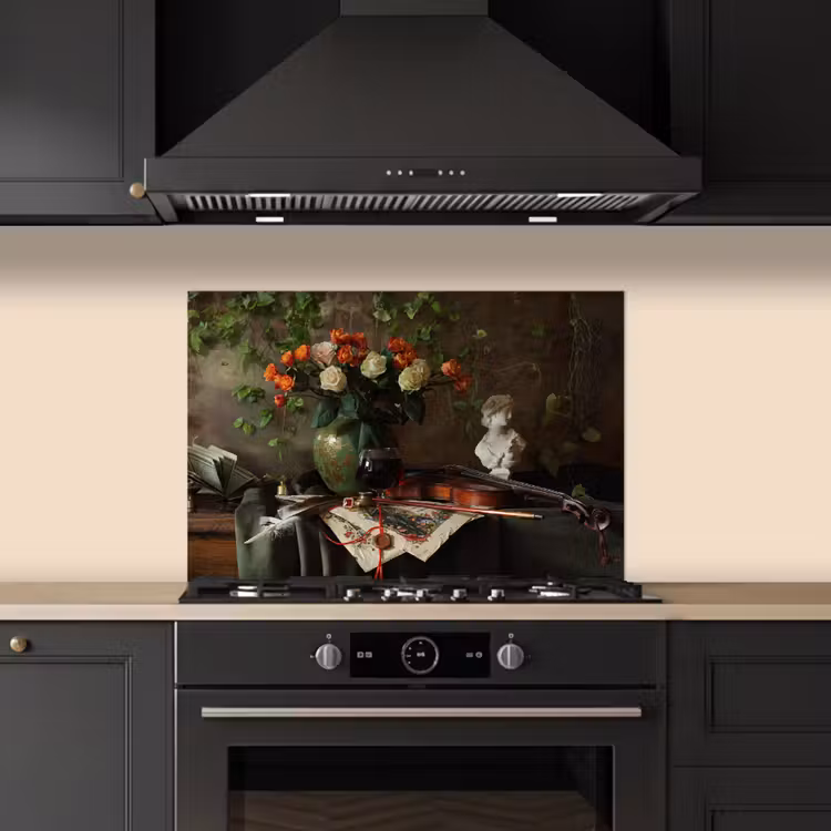 Spatscherm keuken - Bloemen - Viool - Stilleven — 2
