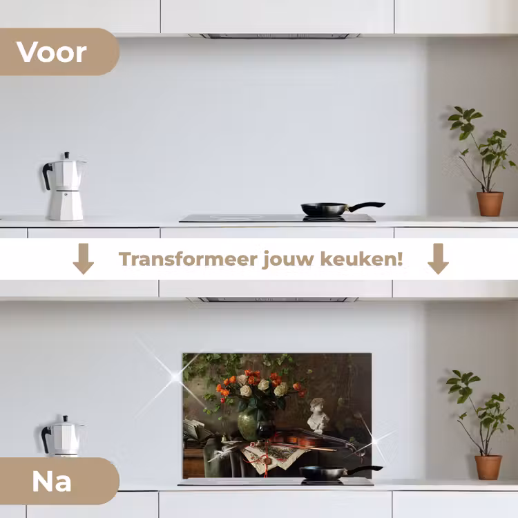 Spatscherm keuken - Bloemen - Viool - Stilleven — 3