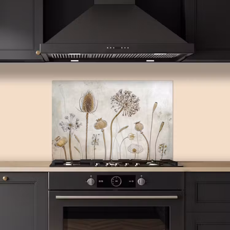 Spatscherm keuken - Bloemen - Waterverf - Stilleven - Bruin - Vintage — 2