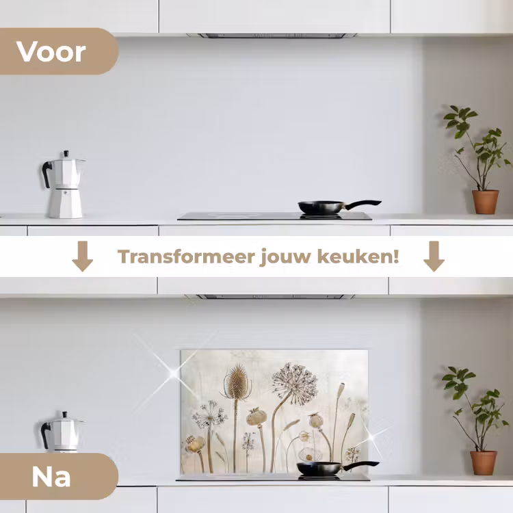 Spatscherm keuken - Bloemen - Waterverf - Stilleven - Bruin - Vintage — 3