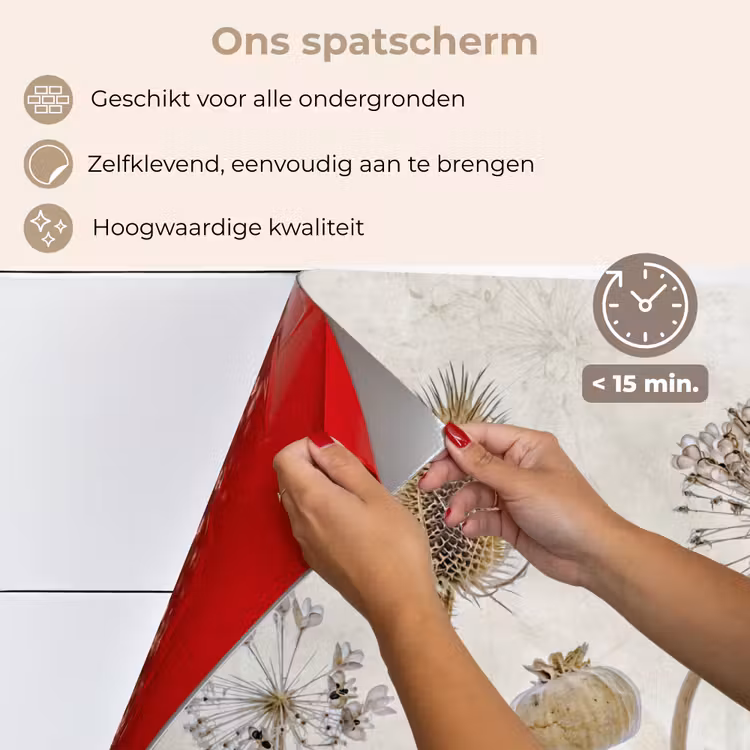 Spatscherm keuken - Bloemen - Waterverf - Stilleven - Bruin - Vintage — 4