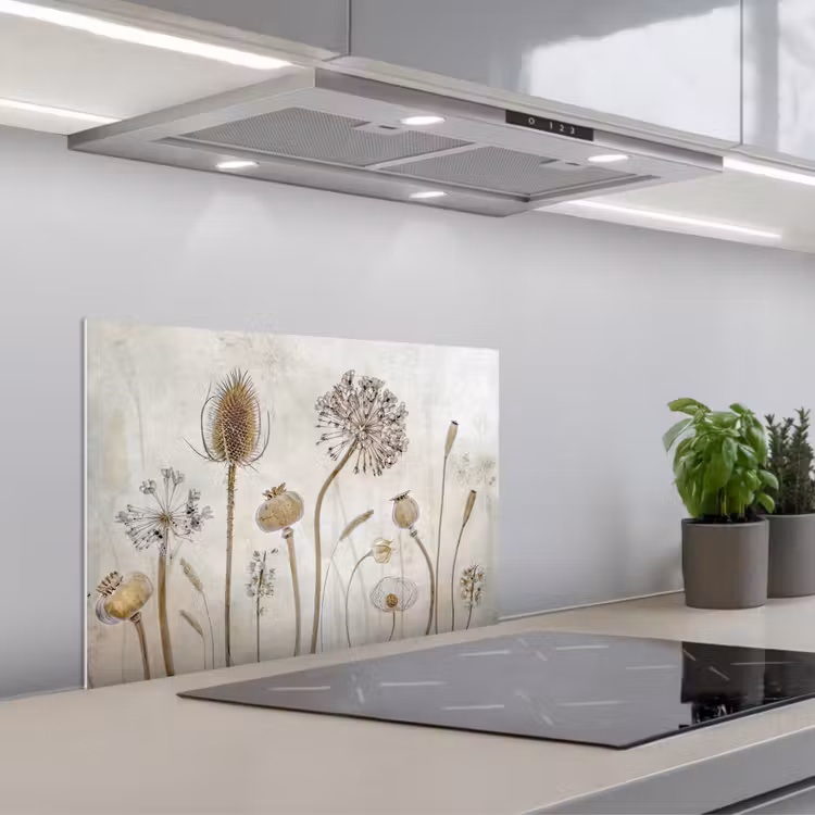 Spatscherm keuken - Bloemen - Waterverf - Stilleven - Bruin - Vintage — 5