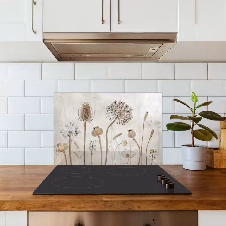 Spatscherm keuken - Bloemen - Waterverf - Stilleven - Bruin - Vintage — 6