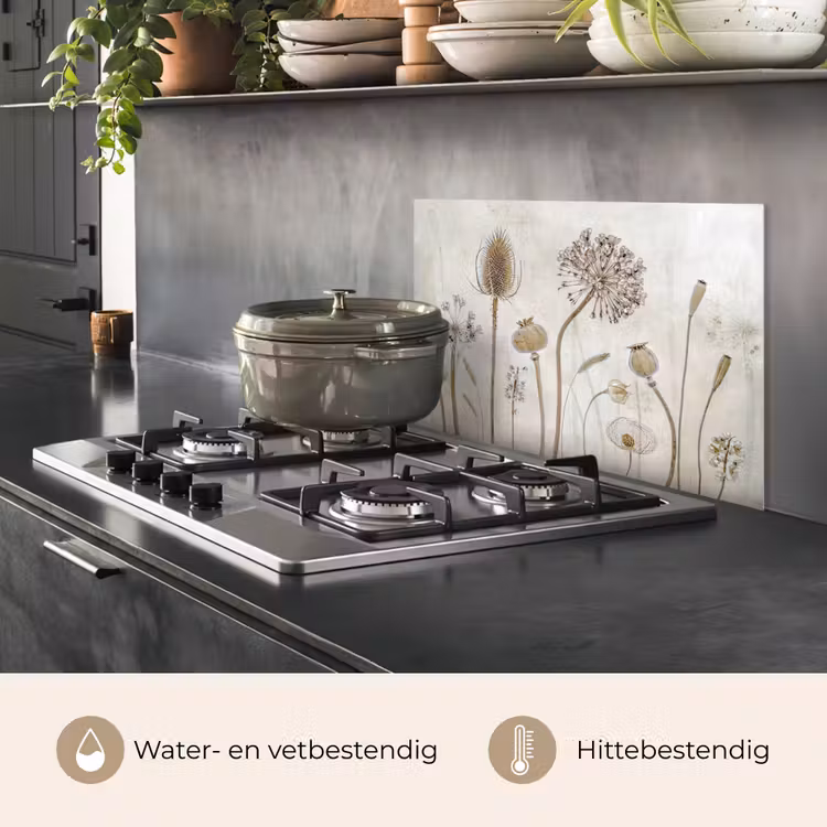 Spatscherm keuken - Bloemen - Waterverf - Stilleven - Bruin - Vintage — 7