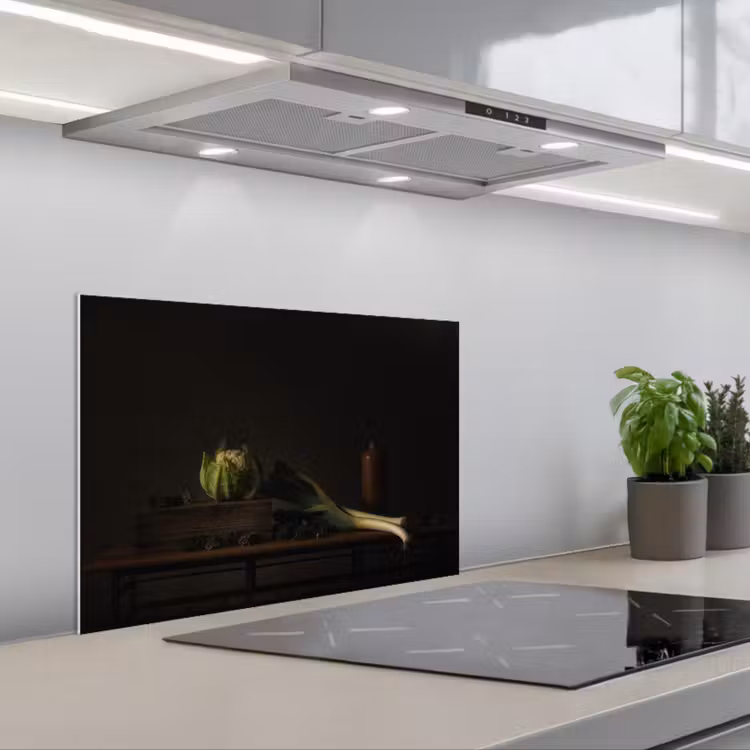 Spatscherm keuken - Stilleven - Tafel - Schilderij - Groenten - Prei - Bloemkool - Kunst — 5