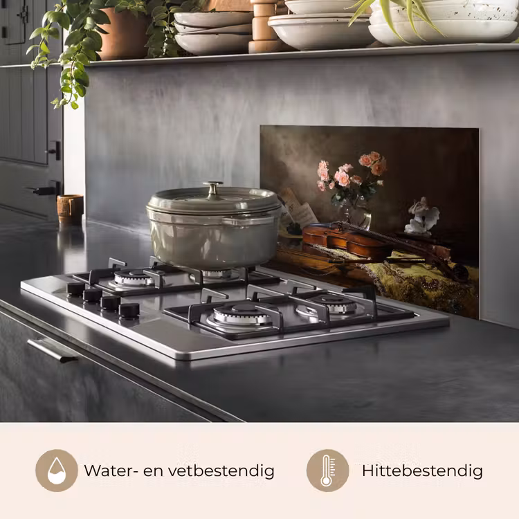 Spatscherm keuken - Viool - Rozen - Roze - Bloemen - Stilleven — 7