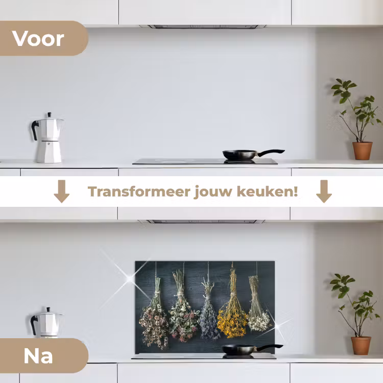 Spatscherm keuken - Droogbloemen - Bloemen - Boeket - Stilleven - Touw - Bundel — 3