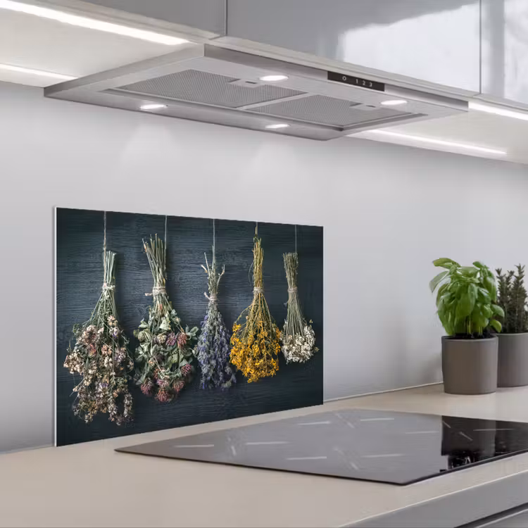 Spatscherm keuken - Droogbloemen - Bloemen - Boeket - Stilleven - Touw - Bundel — 5