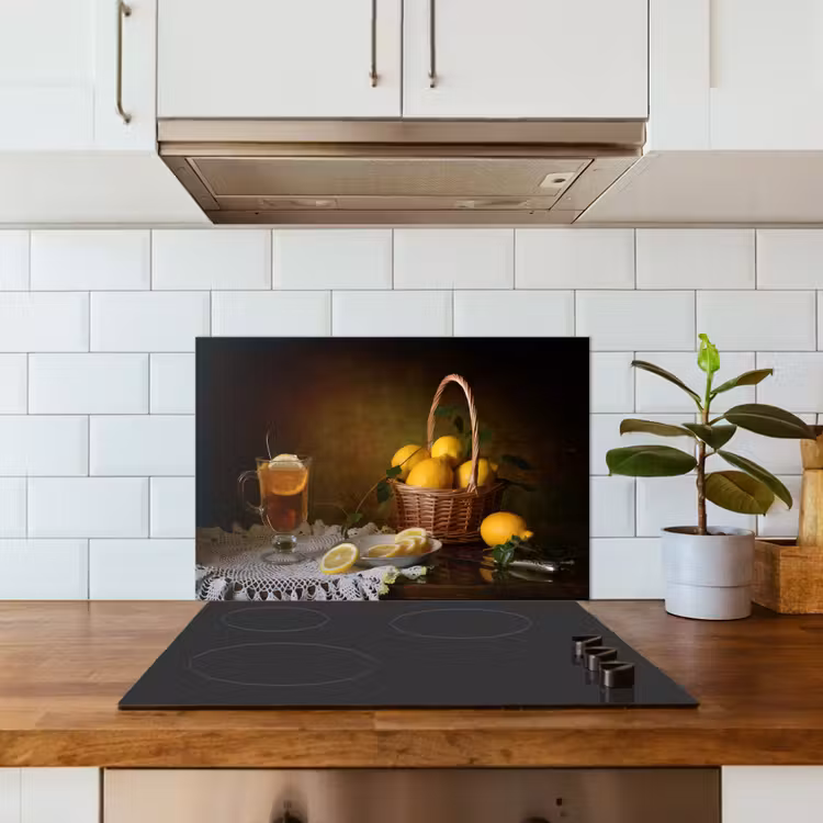 Spatscherm keuken - Stilleven - Thee - Citroen - Schilderij - Kunst — 6