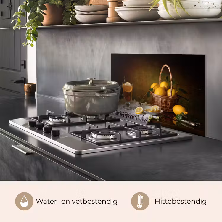 Spatscherm keuken - Stilleven - Thee - Citroen - Schilderij - Kunst — 7
