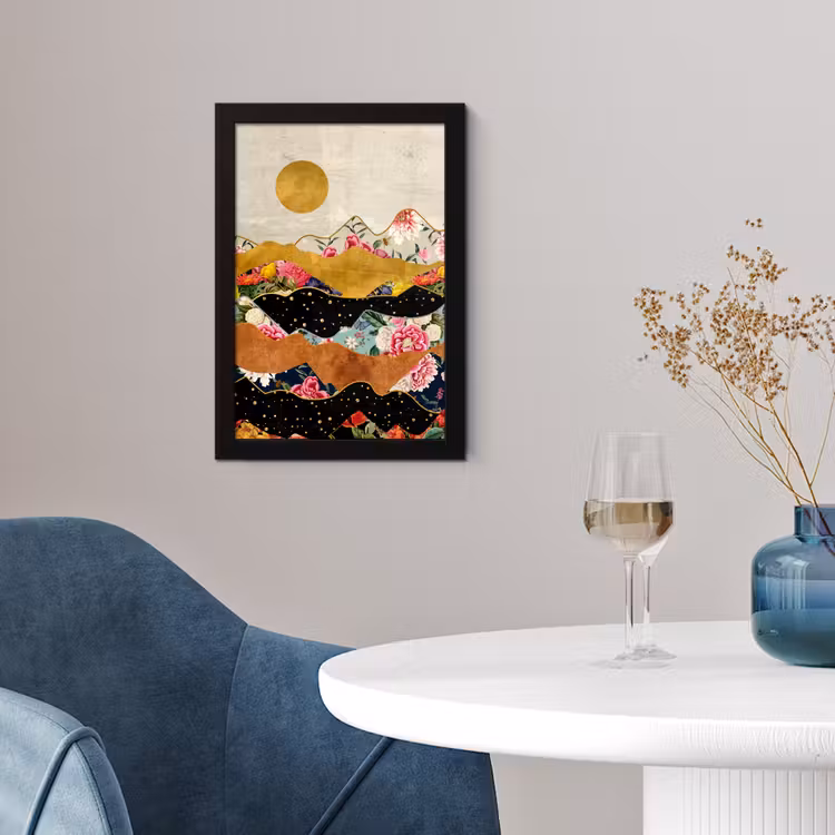 Poster met lijst - Goud - Bloemen - Print - Abstract - Landschap - Patronen — 4