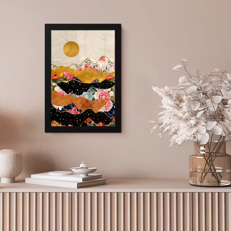 Poster met lijst - Goud - Bloemen - Print - Abstract - Landschap - Patronen — 5