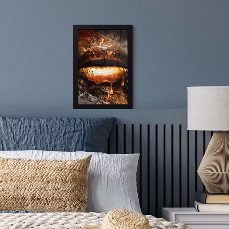 Poster met lijst - Goud - Lippen - Kunst - Goud - Luxe - Abstract — 3