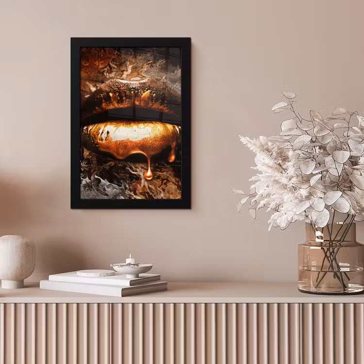 Poster met lijst - Goud - Lippen - Kunst - Goud - Luxe - Abstract — 5