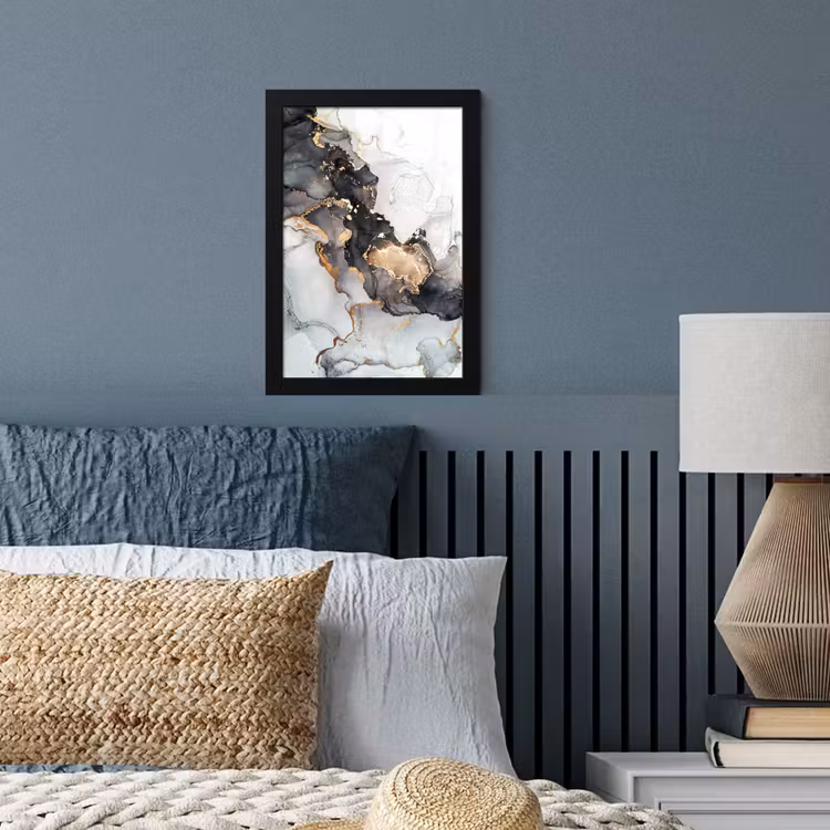 Poster met lijst - Marmer - Zwart - Wit - Goud - Luxe - Abstract — 3