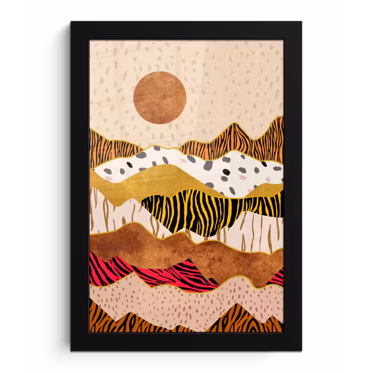 Poster met lijst - Tijgerprint - Pastel - Goud - Print - Tijger - Abstract — 1