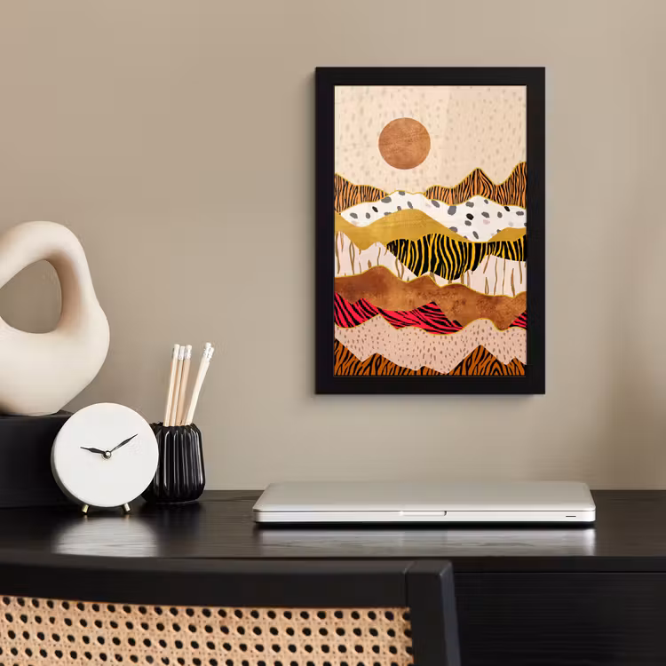 Poster met lijst - Tijgerprint - Pastel - Goud - Print - Tijger - Abstract — 2