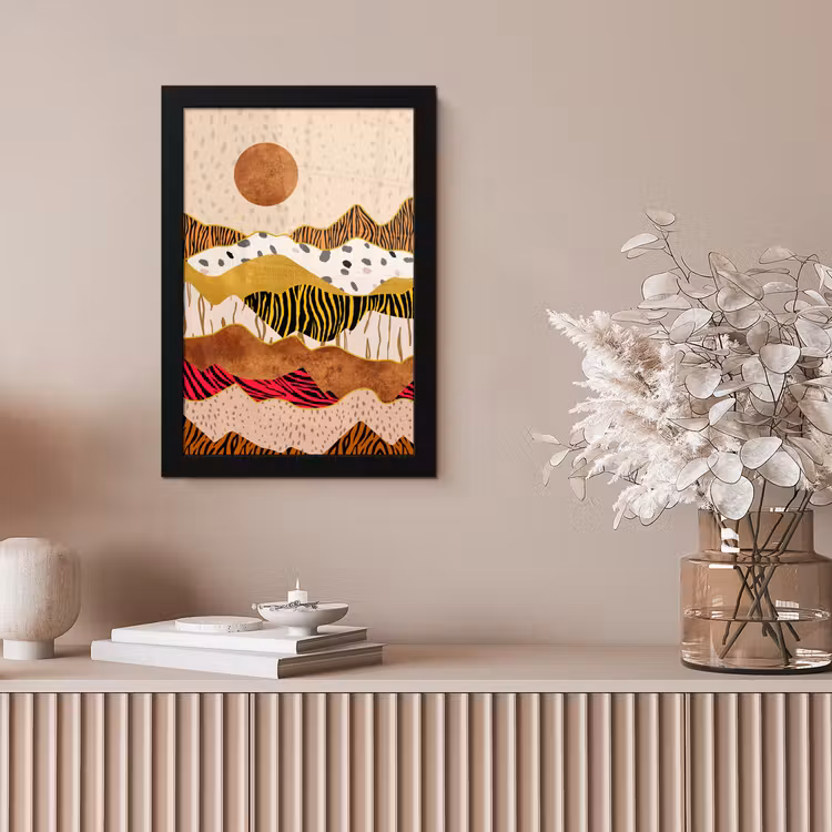 Poster met lijst - Tijgerprint - Pastel - Goud - Print - Tijger - Abstract — 5