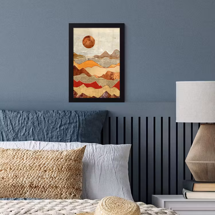 Poster met lijst - Vintage - Krant - Brons - Abstract - Landschap - Kleuren — 3